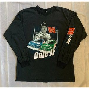 Nascar Dale Jr 88 Racing Long Sleeve Black One Sided Shirt
